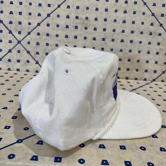 Vintage White Snapback Trucker Hat Rope Flat Bill Heritage - Picture 4 of 9